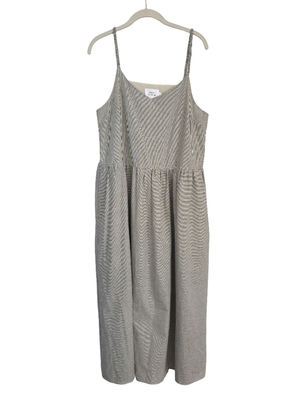 Things Between Green White Striped Cotton Sleeveless Midi Dress Size Large
